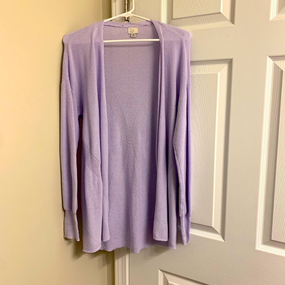 A New Day Lavender Long Cardigan Sweater Medium